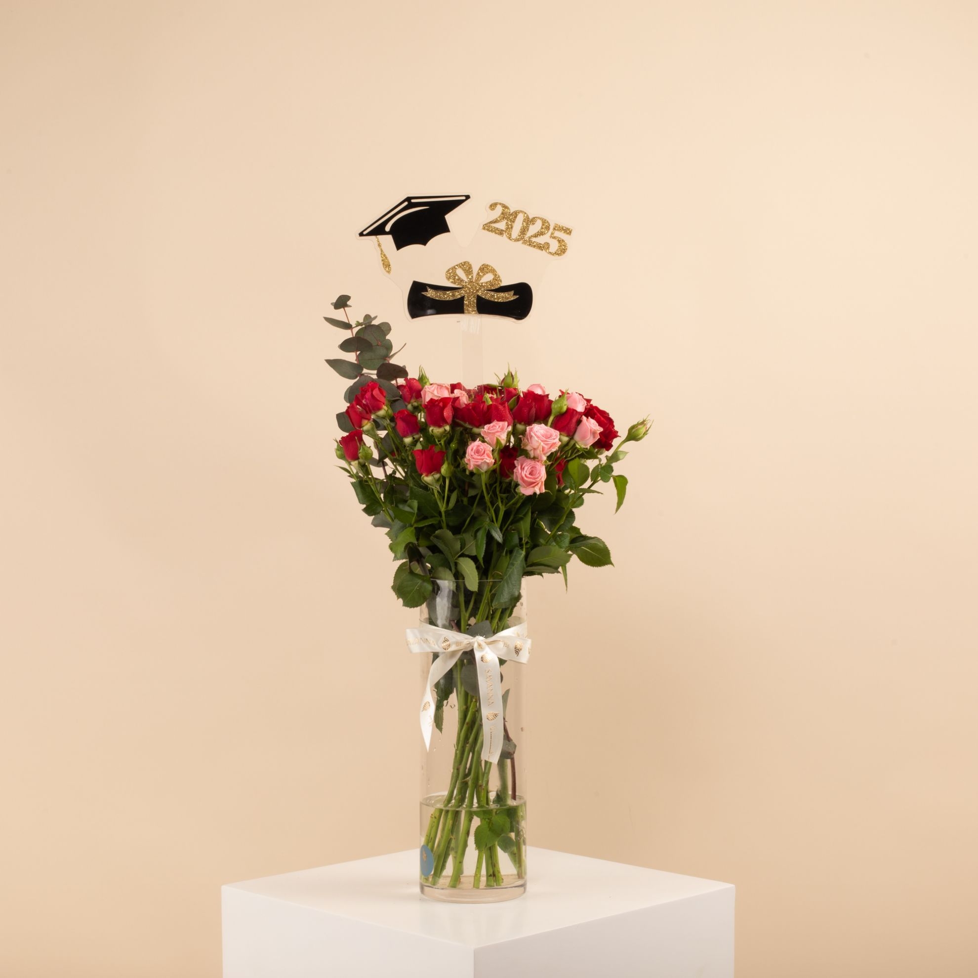 Picture of Graduation Vase |Baby Rose red & pink