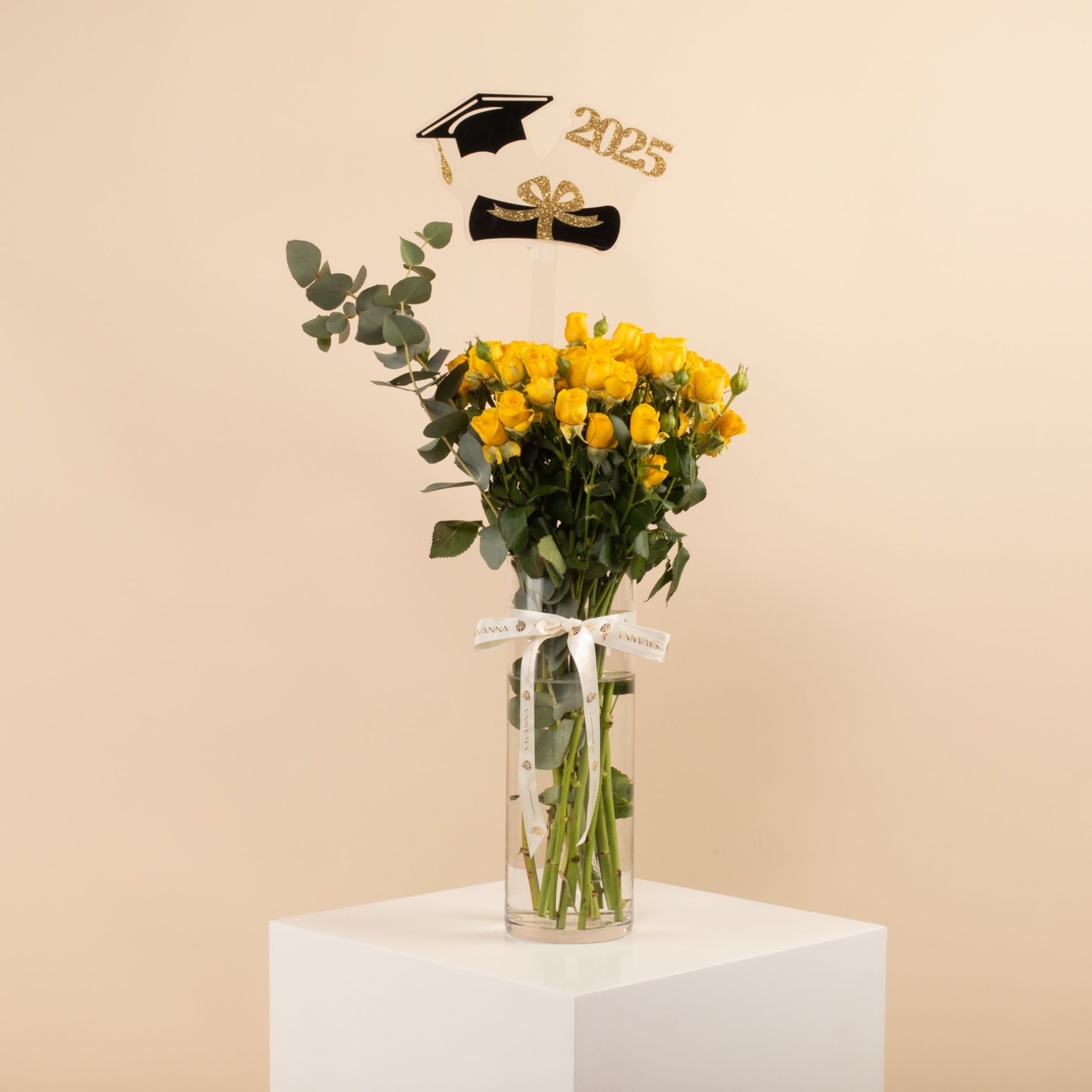 Picture of Graduation Vase |Baby Rose Yellow