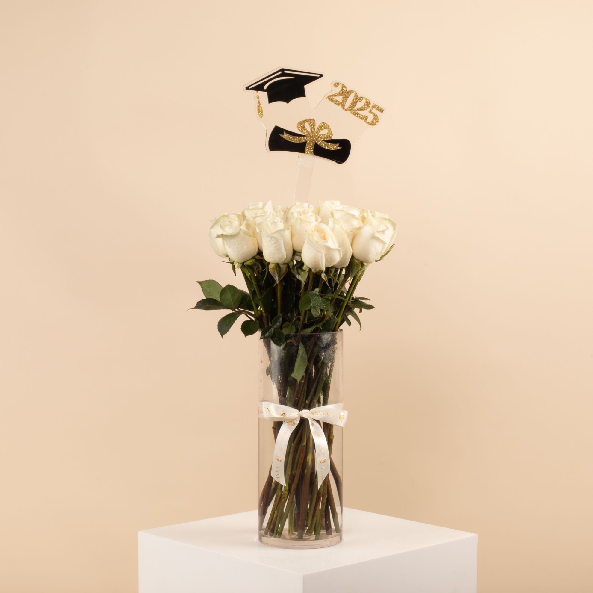 Picture of Graduation Vase | White roses