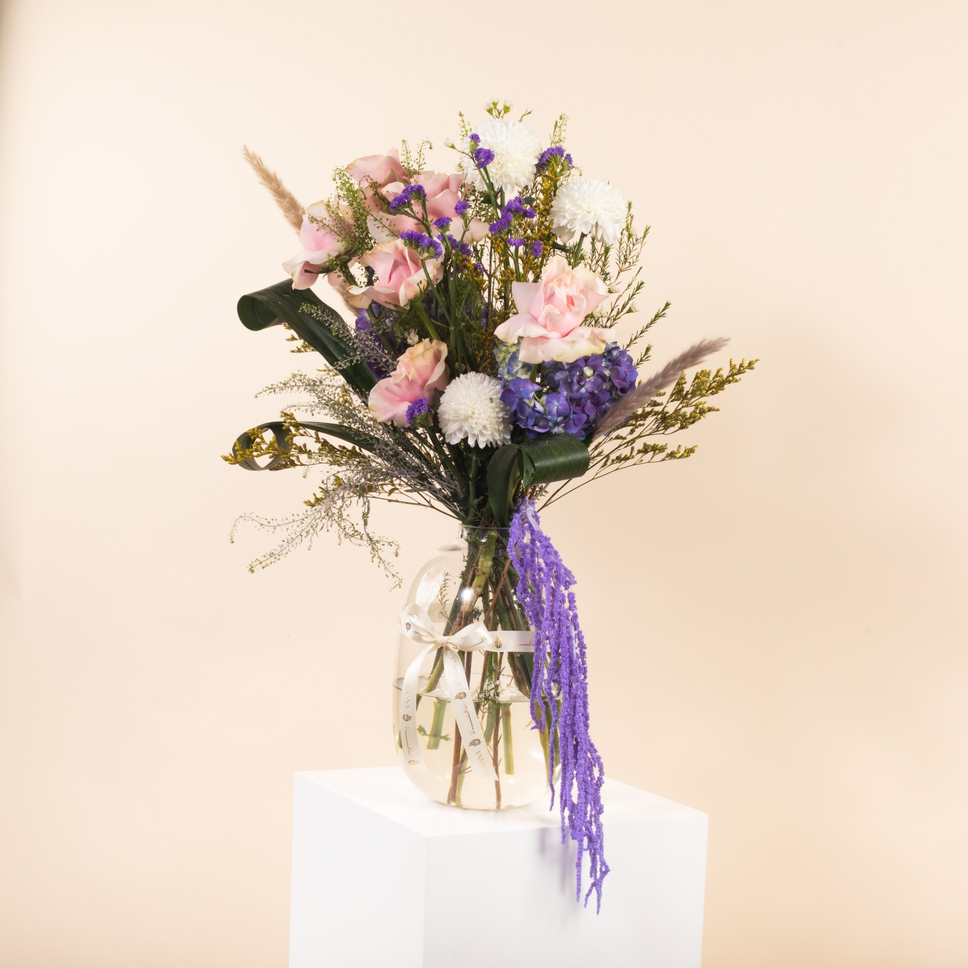 Picture of Savanna Glass Vase  | Purple Amaranthus
