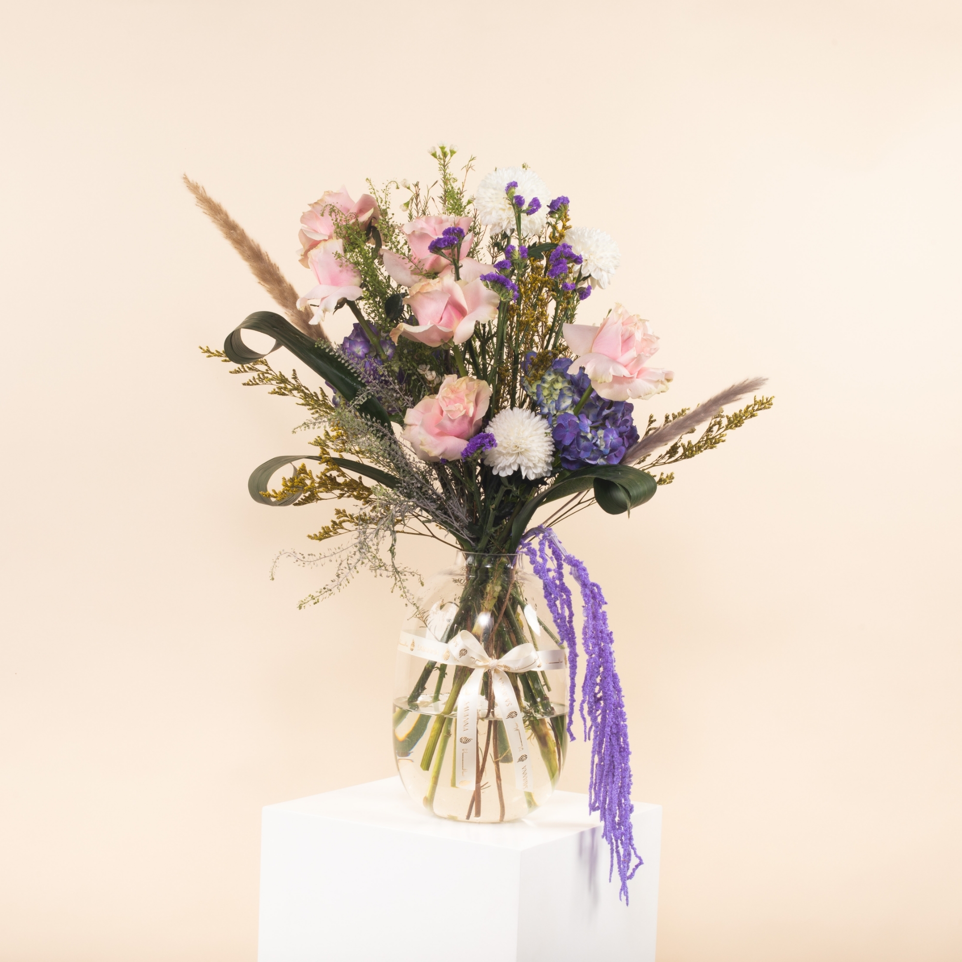 Picture of Savanna Glass Vase  | Purple Amaranthus