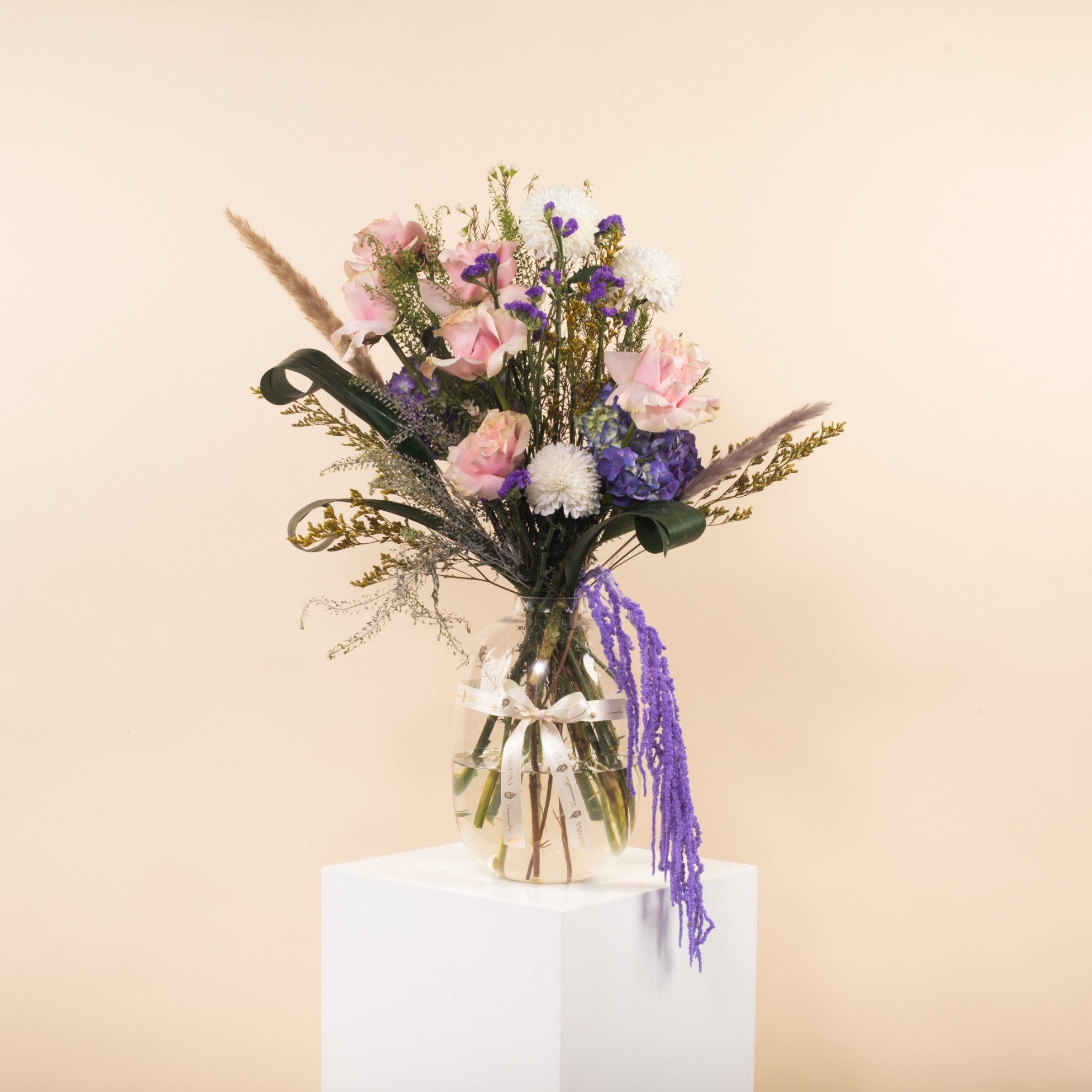 Picture of Savanna Glass Vase  | Purple Amaranthus