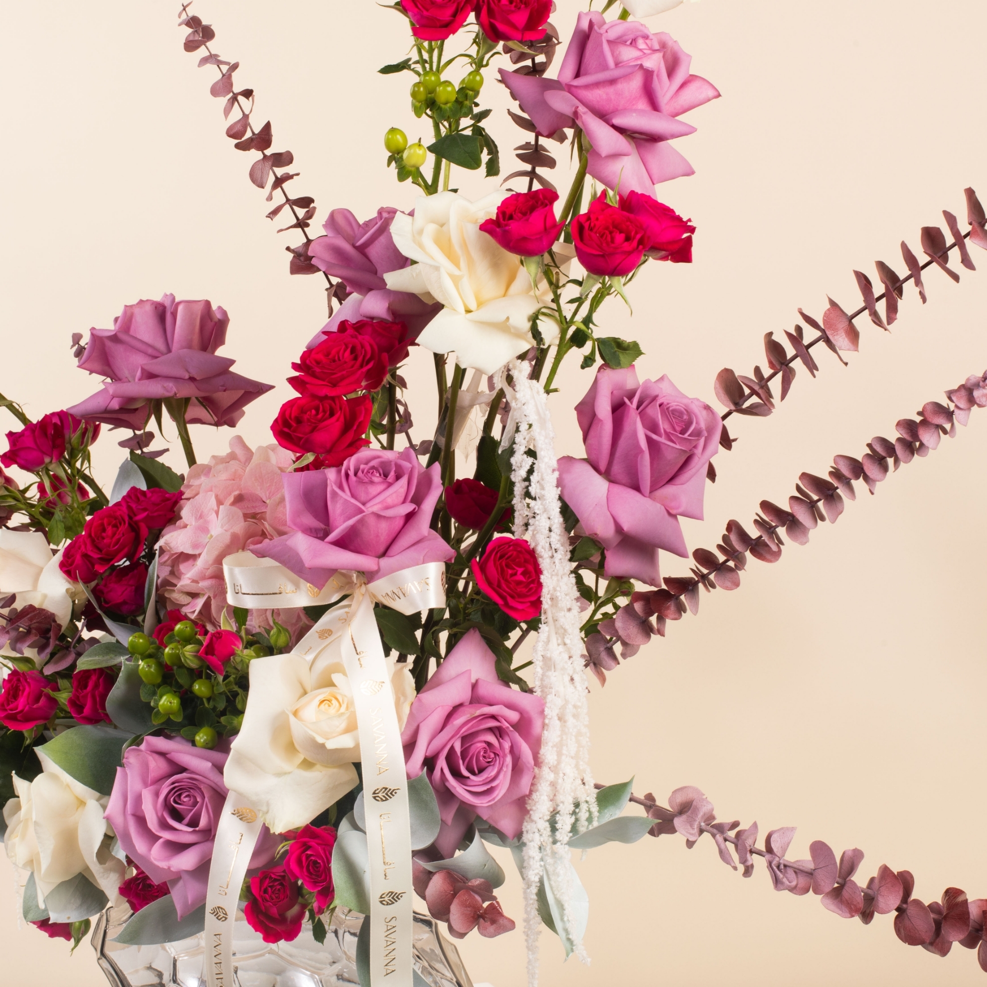 Picture of Savanna Glass Vase Purple Roses