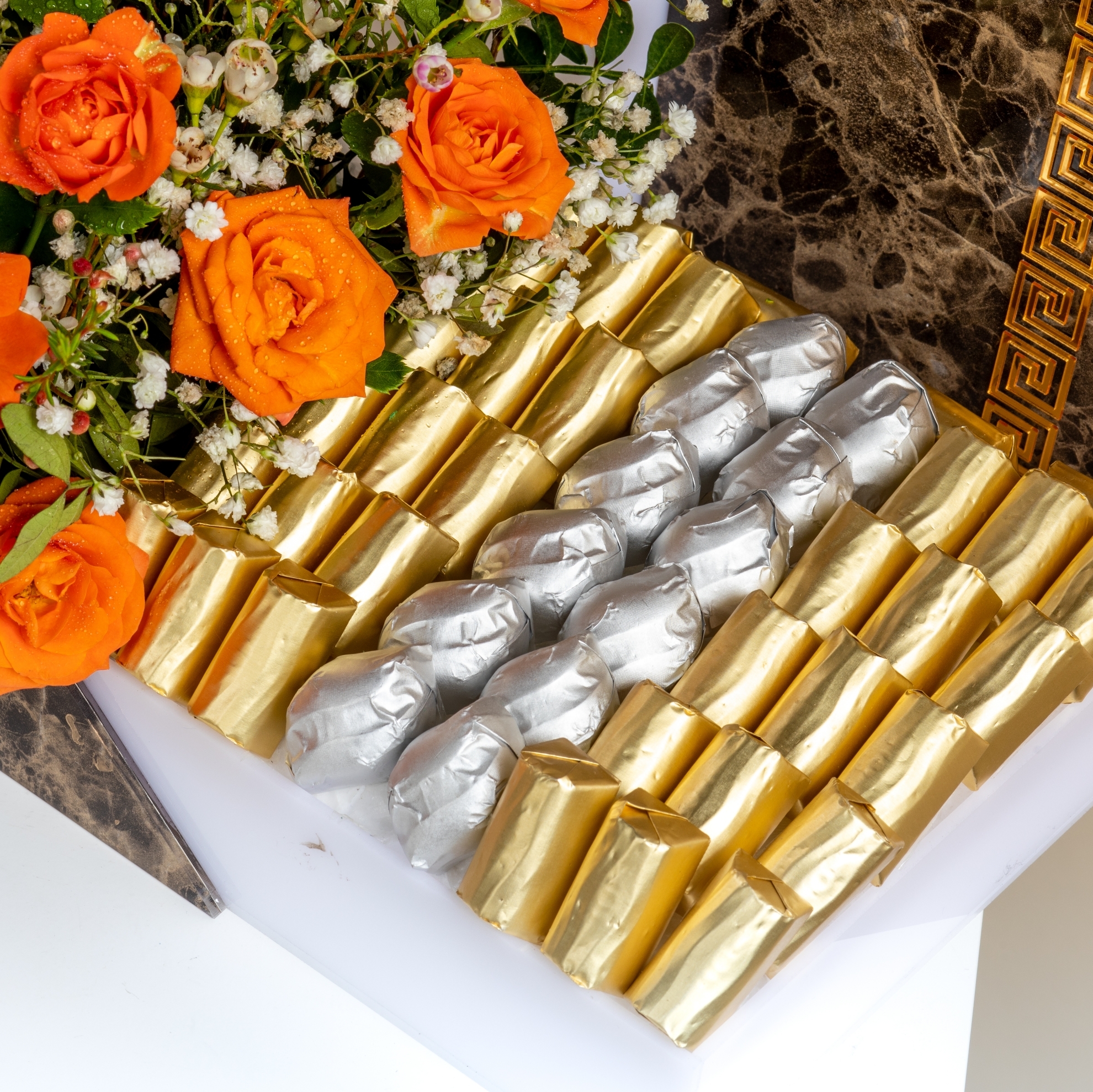 Picture of Savanna Hajj Chocolate Tray 42 Pcs | Baby rose Orange