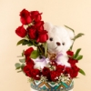 Picture of Red  Flowers Box  | Teddy Bear