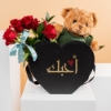 Picture of Heart Black BoxBrown Teddy BearRed Ros