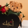 Picture of Heart Black BoxBrown Teddy BearRed Ros