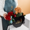 Picture of Heart Black BoxBrown Teddy BearRed Ros