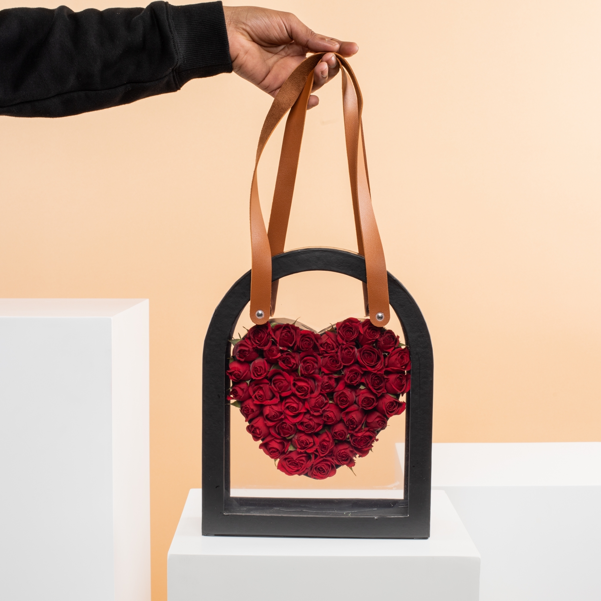 Picture of Black Heart Bag |Baby Red Rose