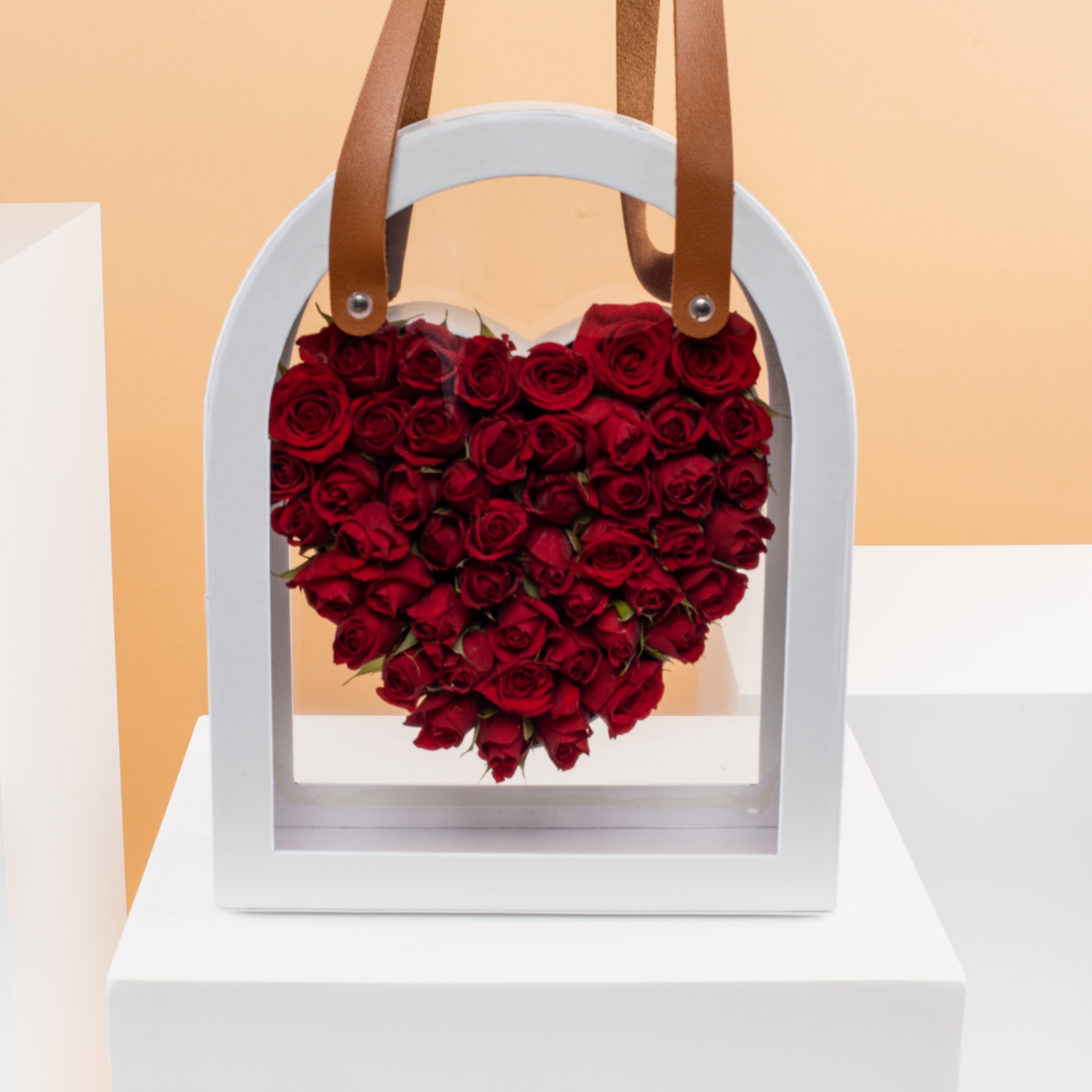 Picture of White Heart Bag | Baby Red Rose