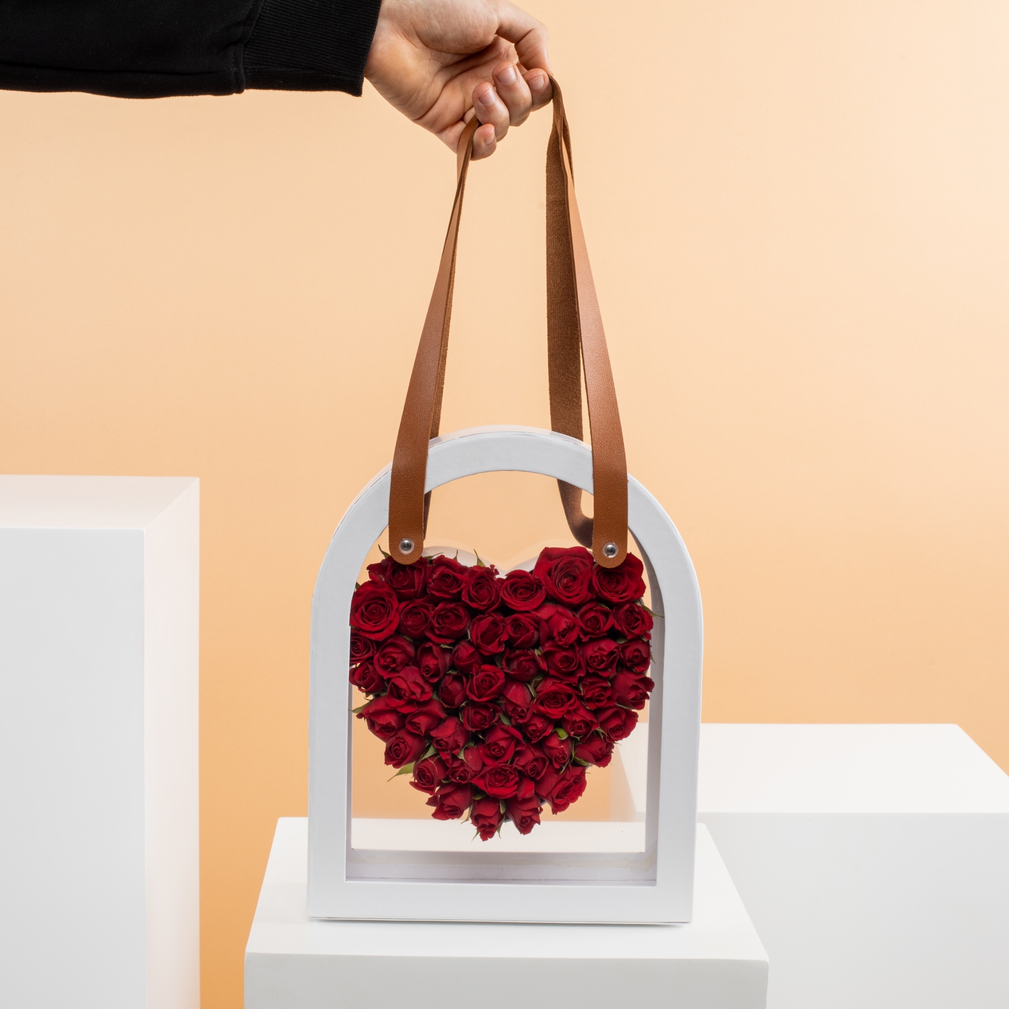 Picture of White Heart Bag | Baby Red Rose