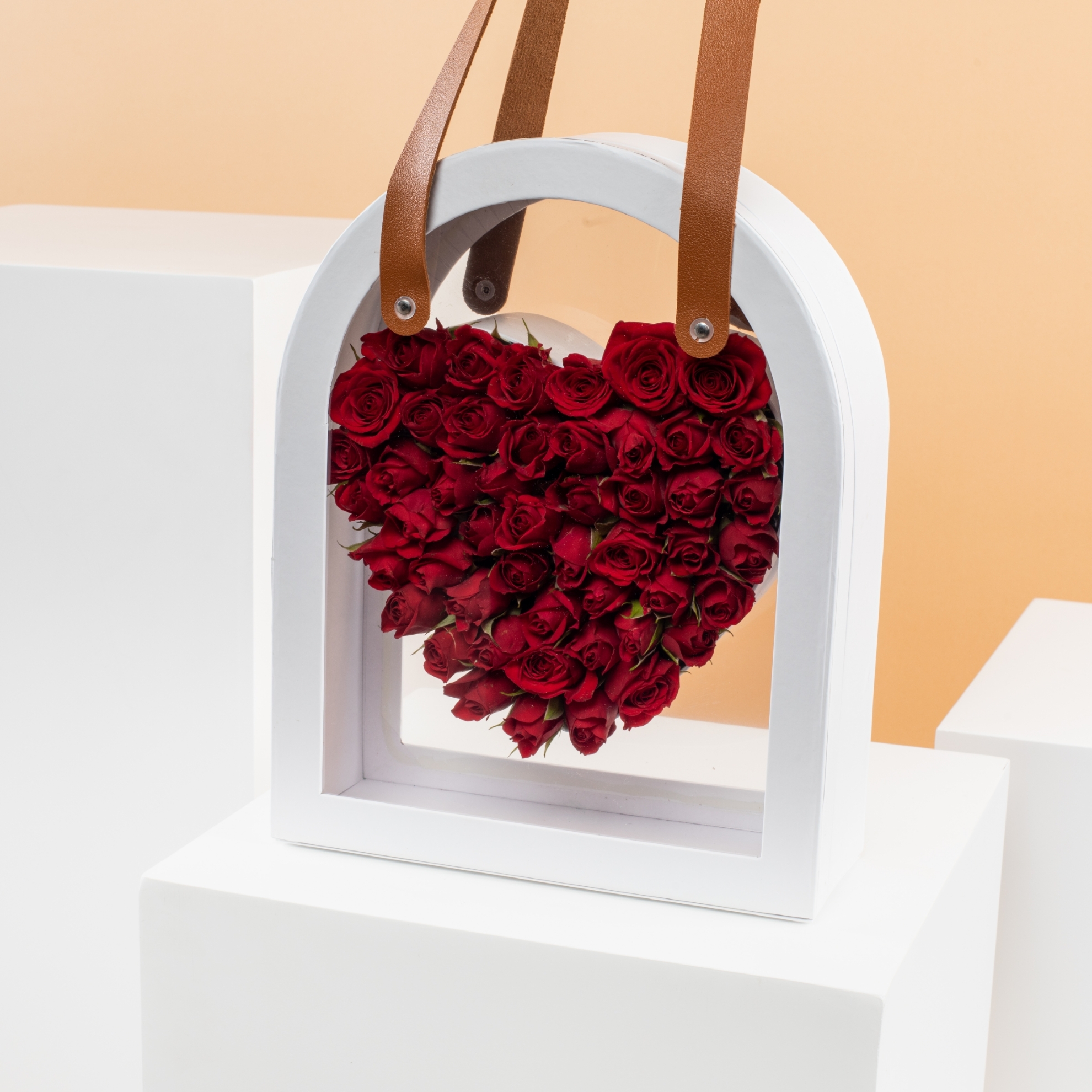 Picture of White Heart Bag | Baby Red Rose