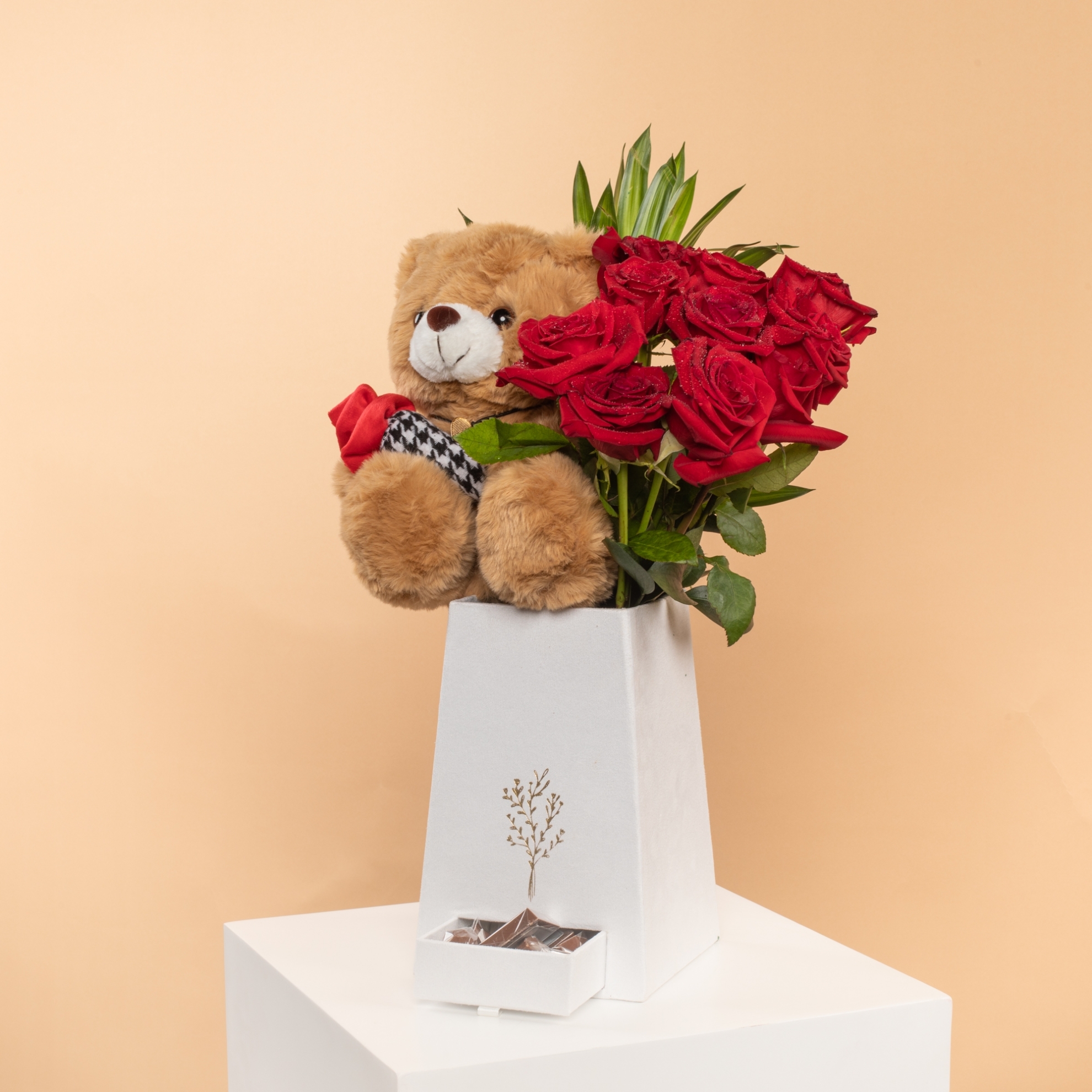 Picture of Savanna Flowers  Chocolate  Box  |  Brown Teddy Bear