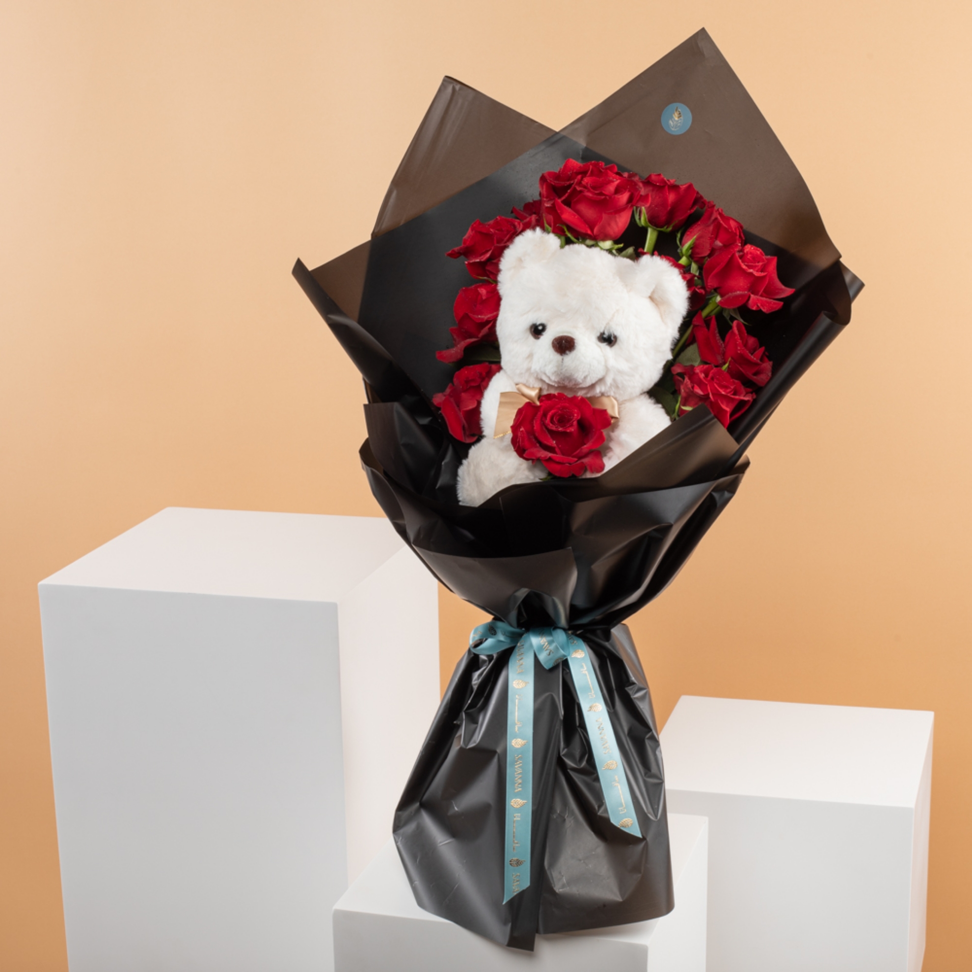 Picture of Red Rose  Hand Bouquet | Teddy bear