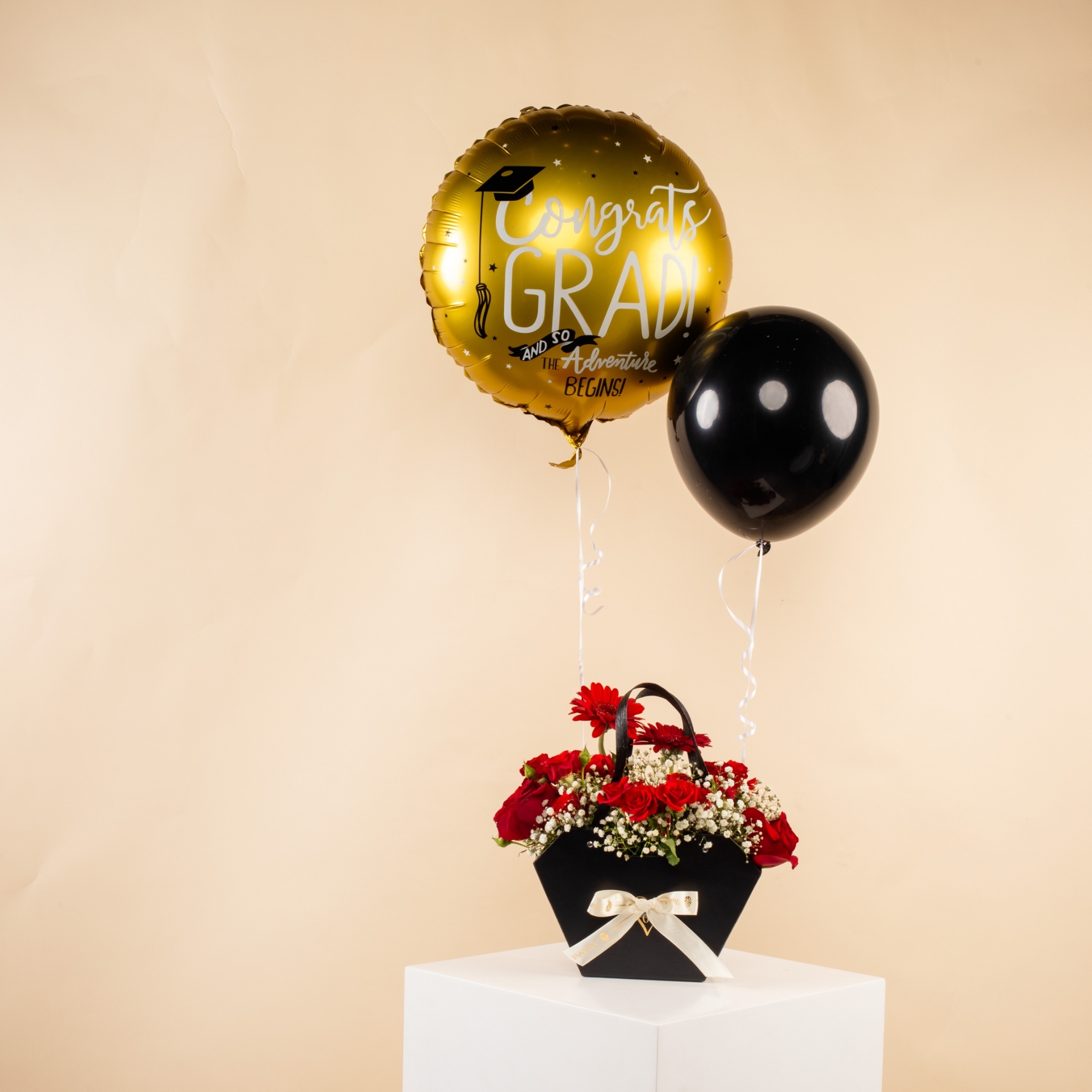 Picture of Black Flowers Bag | Graduation Balloon