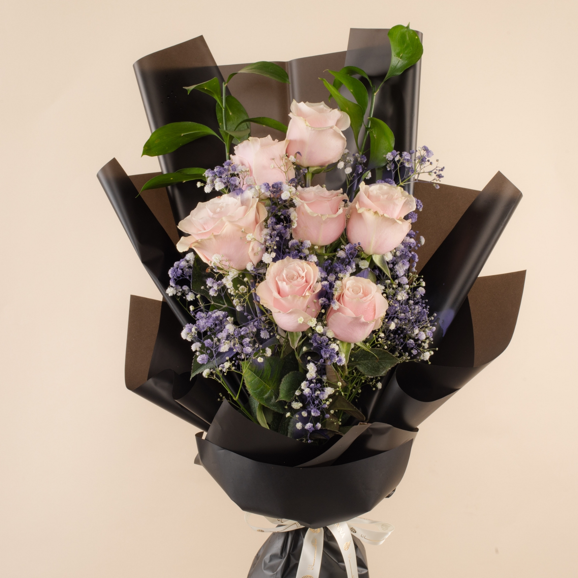 Picture of Sanna Pink Roses Bouquet | Purple Gypso