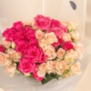 Picture of Savanna Hand Bouquet | Baby Rose Peach and Fuchsia