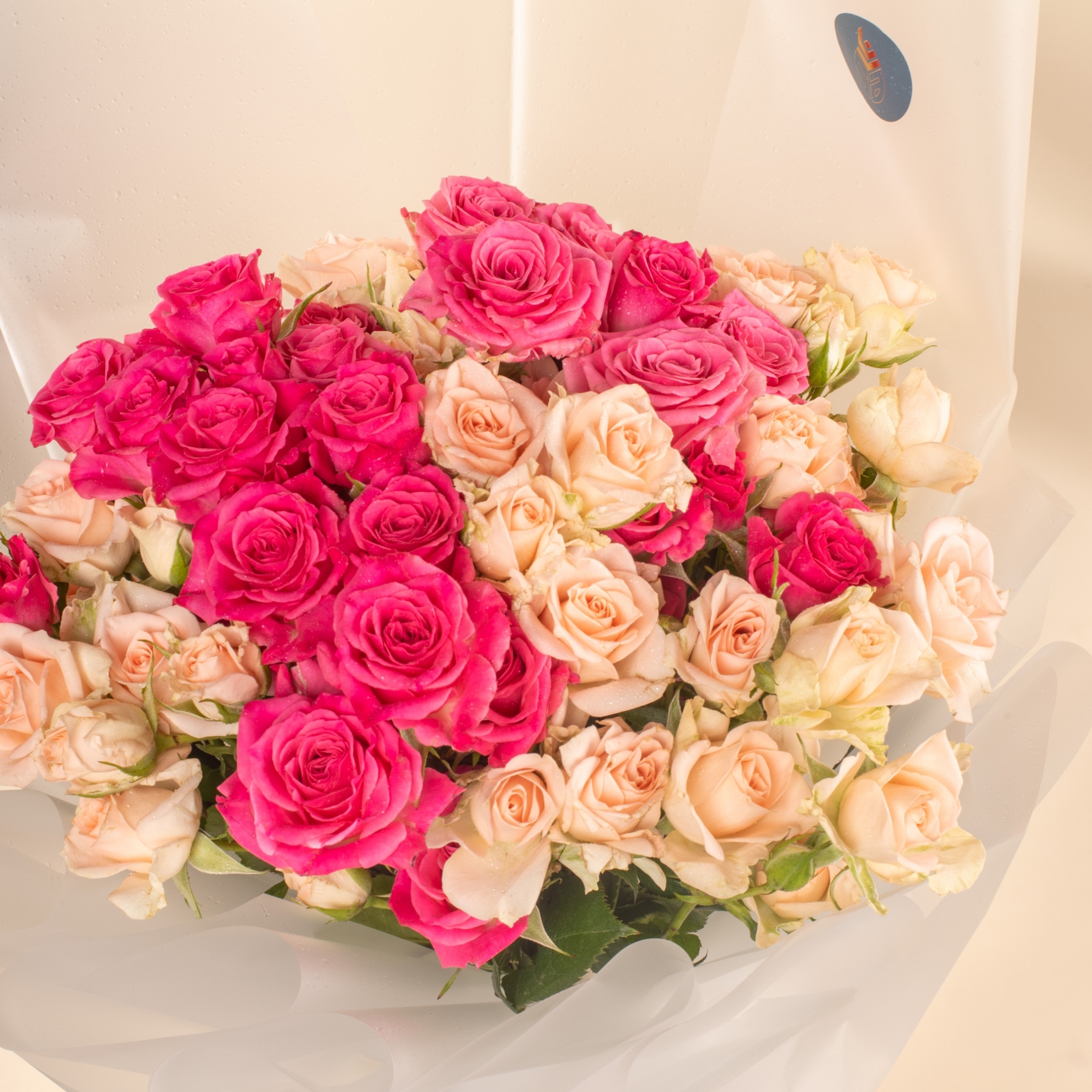 Picture of Savanna Hand Bouquet | Baby Rose Peach and Fuchsia