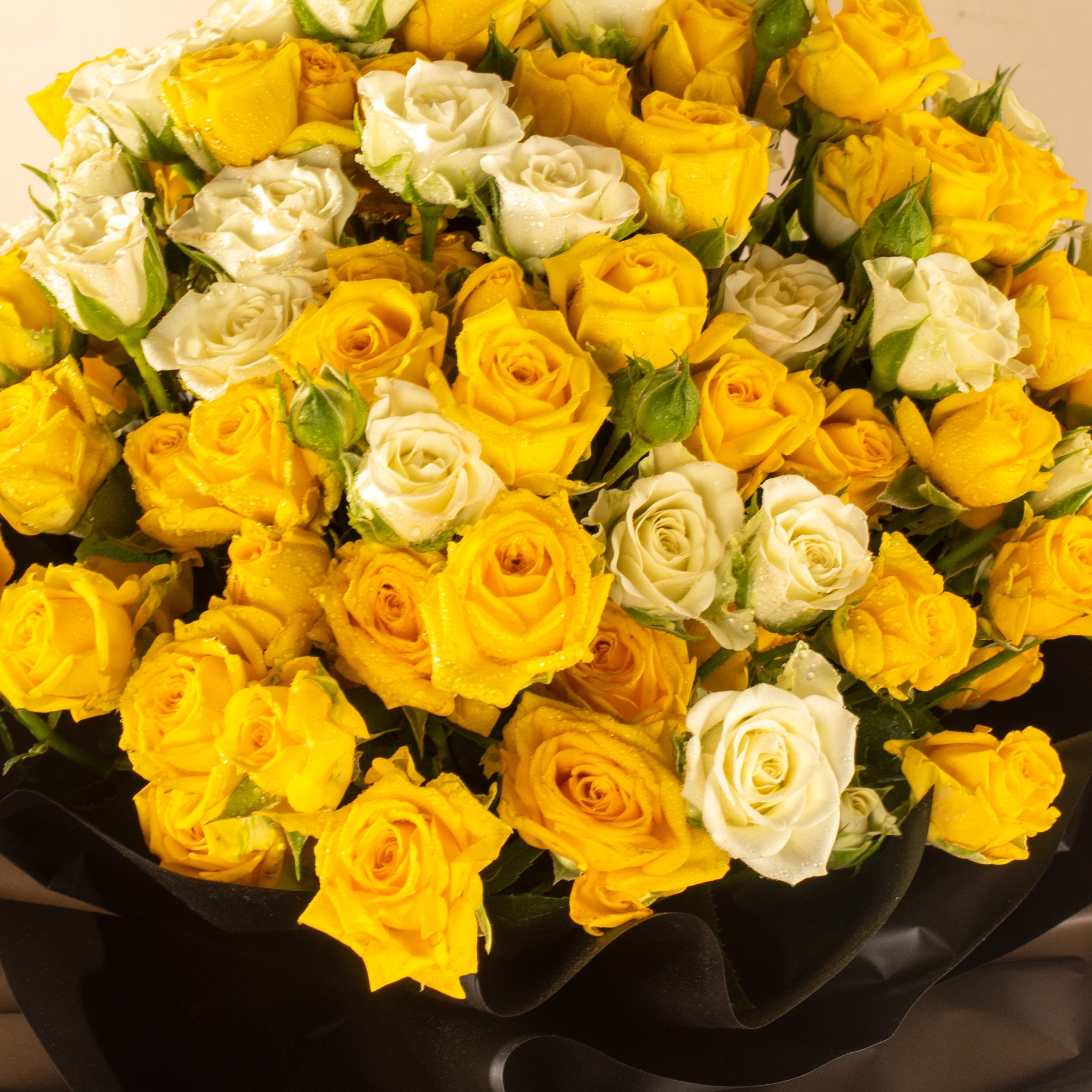 Picture of Baby Rose White and Yellow Hand Bouquet