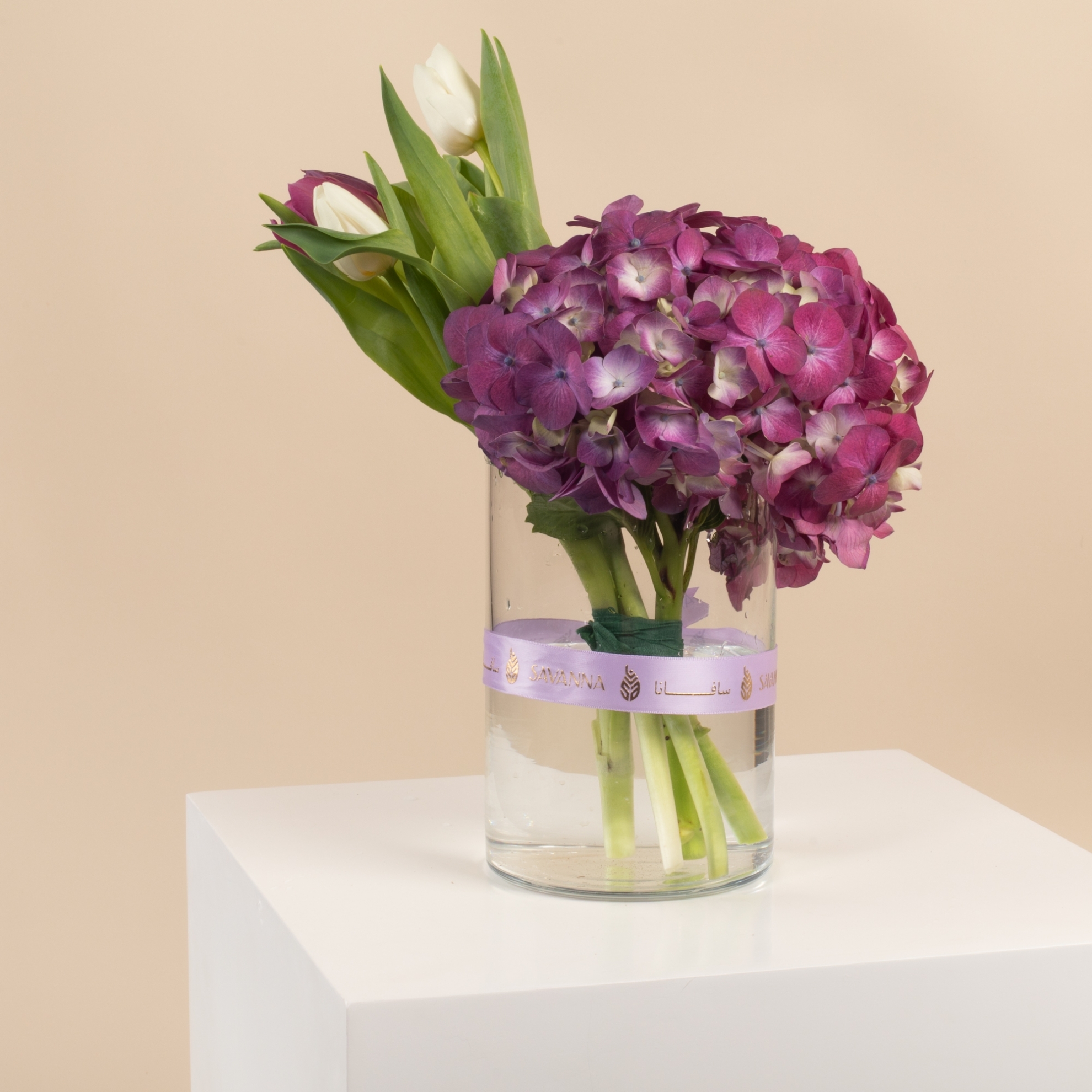 Picture of Savanna Flowers  Vase | Tulip And Hydrangea Purple