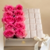 Picture of Flowers Box | Fuchsia Roses And Milk Chocolate 15Pcs