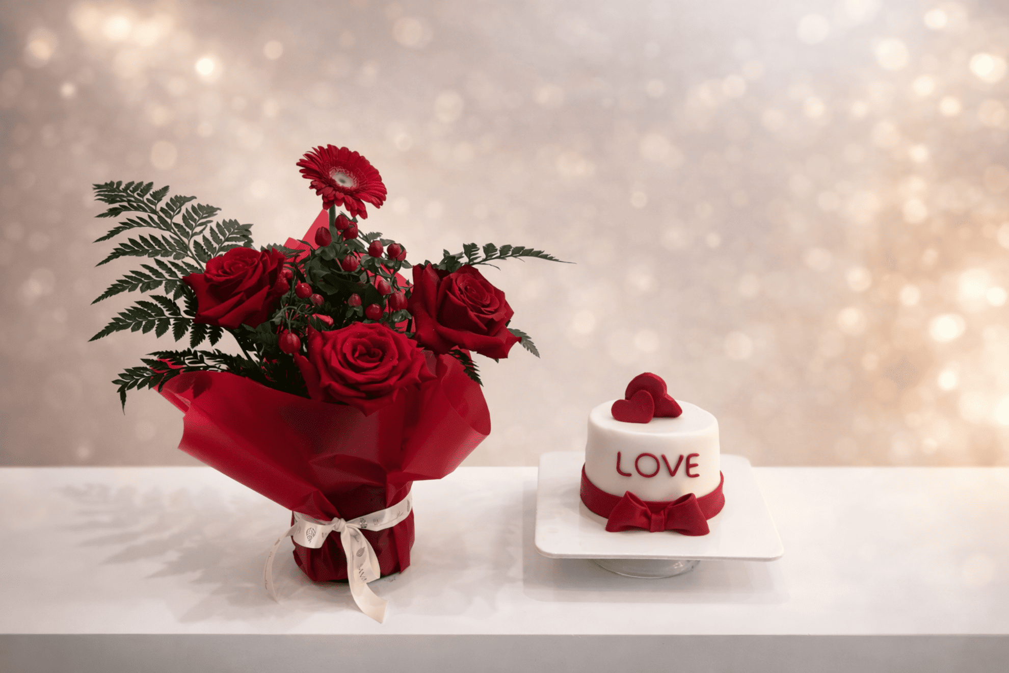 Picture of love Cake |vanilla chocolate| Red flowers