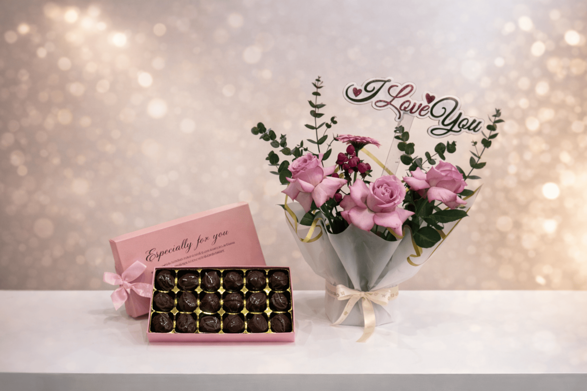 Picture of Assorted  Chocolate Box 18 pcs |love stick |flowers