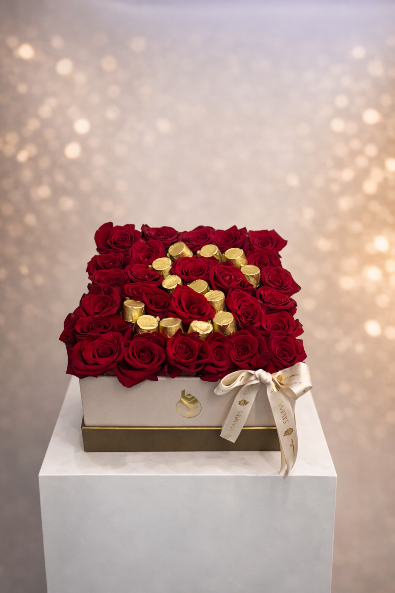 Picture of Letter Flower Box | 30 Red Roses | Chocolate