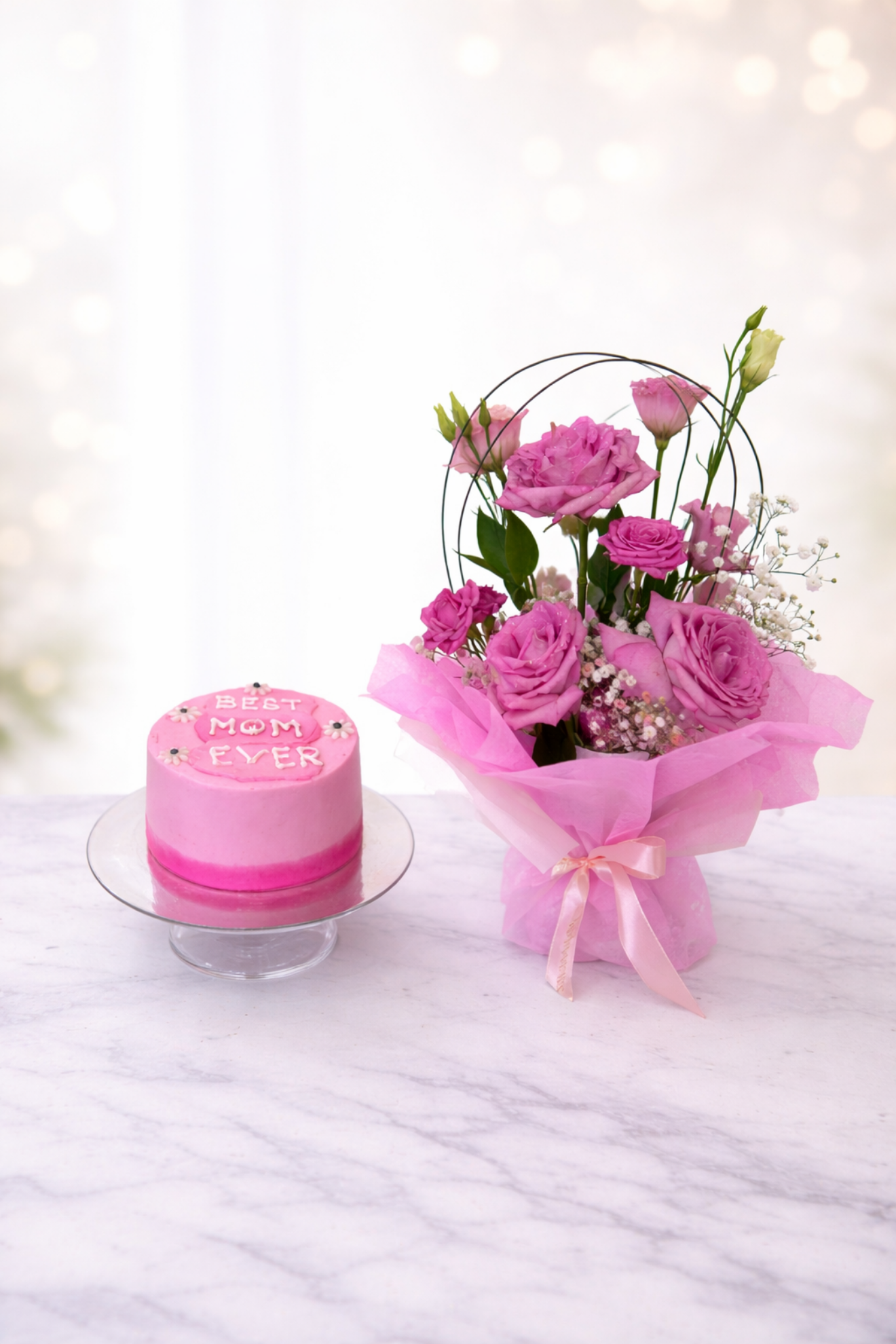 Picture of Best Mom Ever Cake |vanilla and chocolate |flowers |2 to 4 person